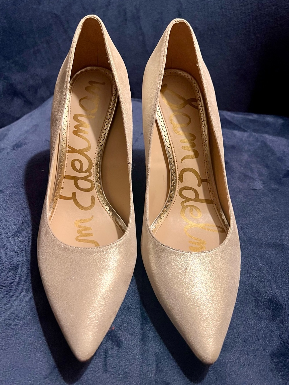 Sam Edelman Champagne Shimmer Pointed Toe Pumps
